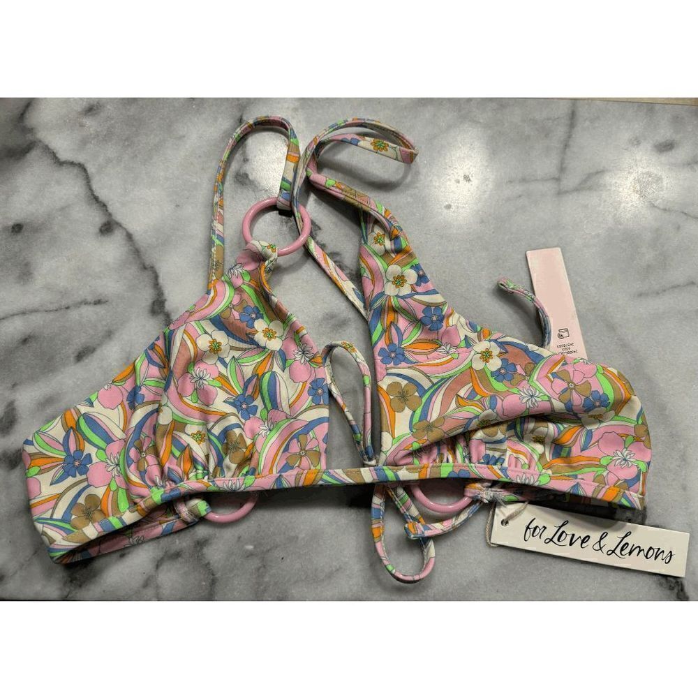 For Love and Lemons Devon Triangle Bikini Top Women's Size Small
